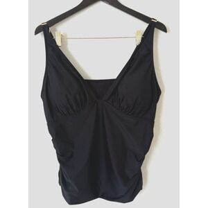 NWT Nicole Miller Classic‎ Black Tankini Swim Top Size 3X Plus Vacation Sculpt